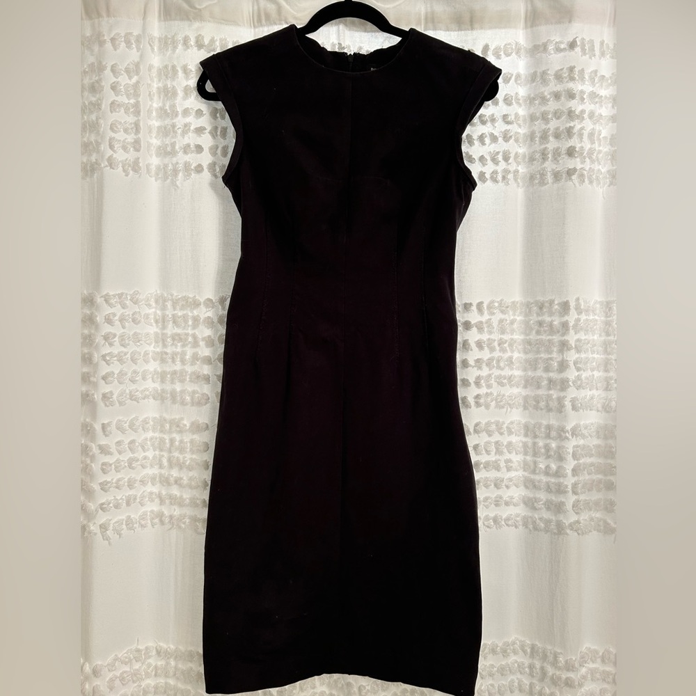 Banana Republic Black Pencil Dress with Cap Sleeves and Slit in Back